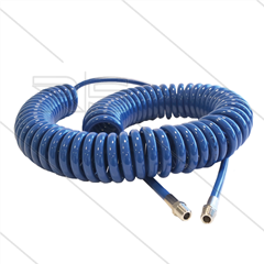 Spiralschlauch blau PU - L=4,0m - Ø10mm - 2x 1/4&quot; AG mit VA Kupplungen