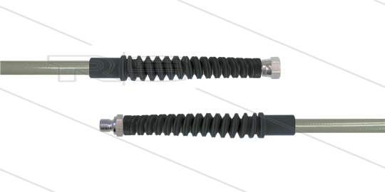 Carwash Titan-Slide Schlauch grau DN06 - 3,5m - 3/8&quot; DKR x 3/8&quot;AGR - 2x SKS schwarz - 300 Bar