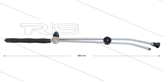 RP53-V Doppellanze für Rotordüse - L=980mm - Edelstahl - Ventil oben - Isolierung L=295mm - 400 Bar