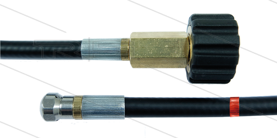 NW5 Rohrreinigungsschlauch - 20m - 200 Bar - mit Düse mit frontbohrung - max 60°C - M22x1,5 HV