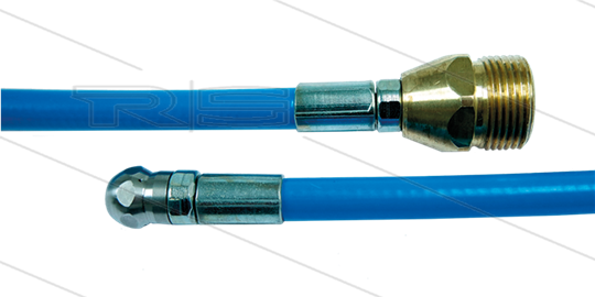 NW5 Rohrreinigungsschlauch - blau - 5,0m - 250 Bar - Düse 0.045 ohne Frontbohrung - M22x1,5 AG