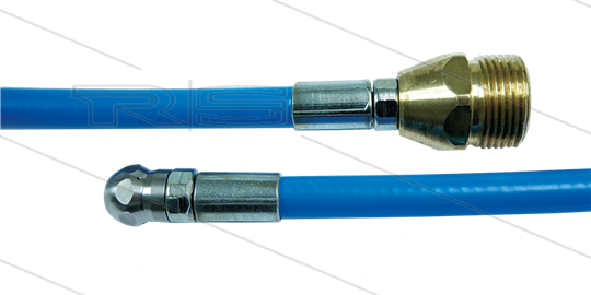 NW5 Rohrreinigungsschlauch - blau - 20m - 250 Bar - Düse 0.045 ohne Frontbohrung - M22x1,5 AG