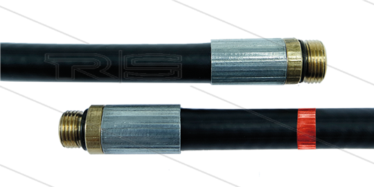 NW5 Rohrreinigungsschlauch - 15m - 200 Bar - ohne Düse - max 60°C - 1/8&quot; AG x 1/4&quot; AG mit O-Ring