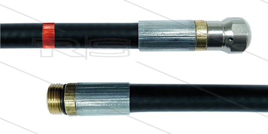 NW5 Rohrreinigungsschlauch - 10m - 200 Bar - mit Düse mit frontbohrung - max 60°C - 1/4&quot; AG