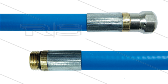 NW5 Rohrreinigungsschlauch - blau - 25m - 250 Bar - Düse 0.045 ohne Frontbohrung - 1/4&quot; AG