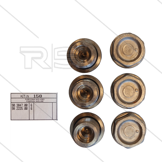 Kit 158 - Satz Ventilstopfen + O-Ringe (6x) - vernickelt -  M24x1,5x17 - Serie 44 + 63 HTS