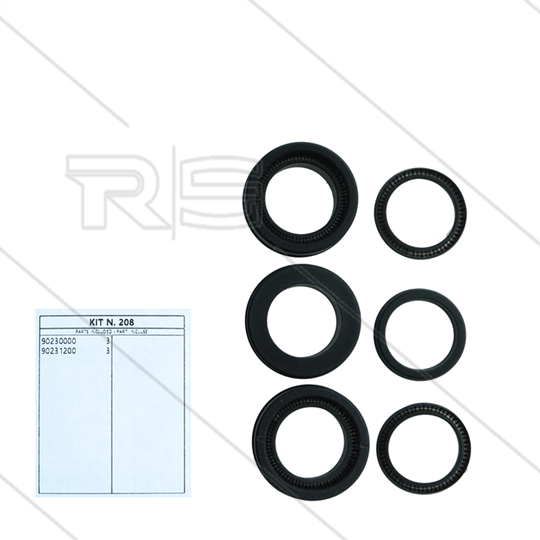 Kit 208 - Manschettensatz Ø22mm für 3 Plunger - Serie 66 (V)HT