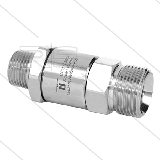 DGV Drehgelenk - einfach gelagert - 1/4&quot; AG x M22x1,5 AG - 275 Bar - NW6 - 30 U/min - max 120°C